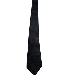 Vintage Designs By A. Rogers Men's Black Red Cross Rod Of Asclepius Neck Tie